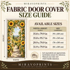 Fabric Door Cover size guide in inches with centimeter equivalents