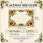 Linen Placemat size guide in inches with centimeter equivalents