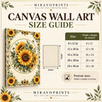 Stretched Canvas Wall Art size guide with measurements and fit information