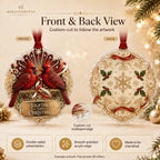 MiravoPrints ornament front and back example, custom-cut 3 mm acrylic with double-sided printed artwork