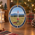 Model Rocketry printed 3D christmas ornament with coordinated hobby setting