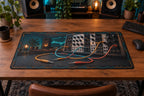 Modular Synth Patch Studio Desk Mat with original printed optical 3D artwork
