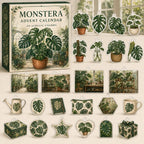 Monstera advent calendar box and24 botanical-themed printed acrylic charms