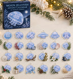 Moon Jellyfish advent calendar with 24 custom-shaped flat acrylic charms and printed dimensional artwork