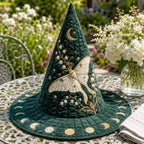 Moon Magic quilted witch hat, all-over print on cone and brim