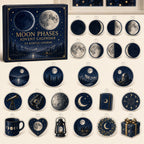 Moon Phases advent calendar box with24 printed acrylic astronomy-themed charms