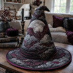 Moonlit Petals quilted witch hat, all-over print on cone and brim