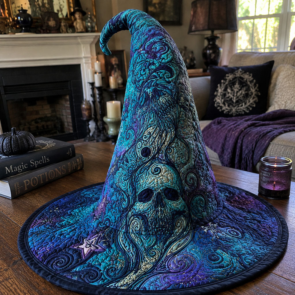 Moonspell Manor quilted witch hat, all-over print on cone and brim