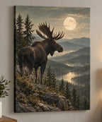 Moose Moonlit Ridge Canvas Wall Art with printed dimensional artwork
