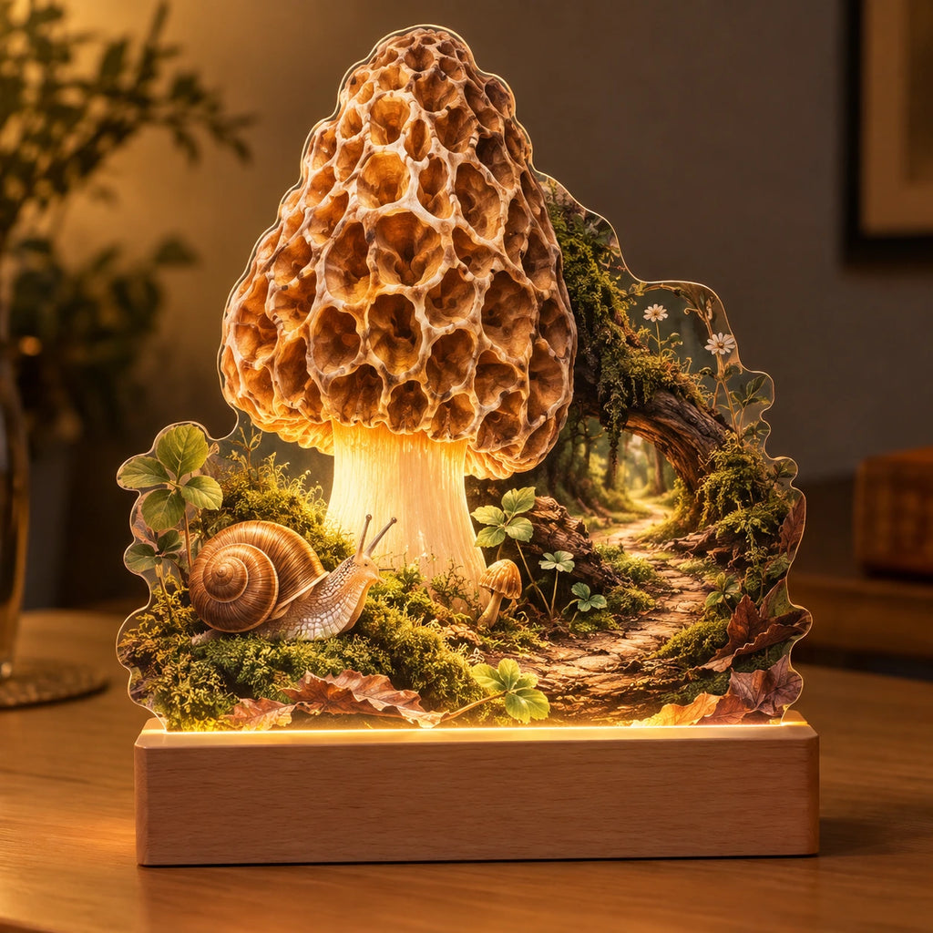 Morel Snail Companion Acrylic Night Light with printed dimensional artwork