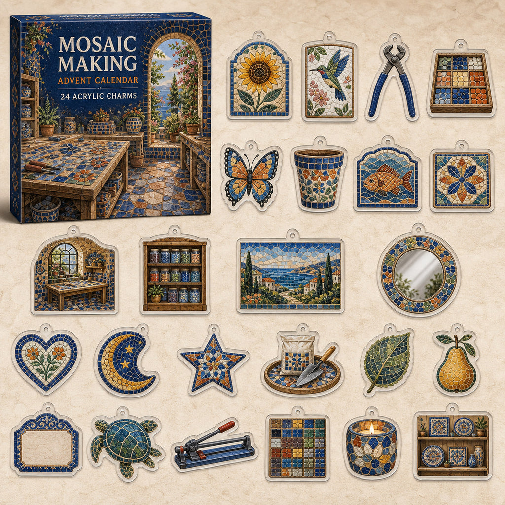 Mosaic Making advent calendar box with 24 different printed acrylic charms