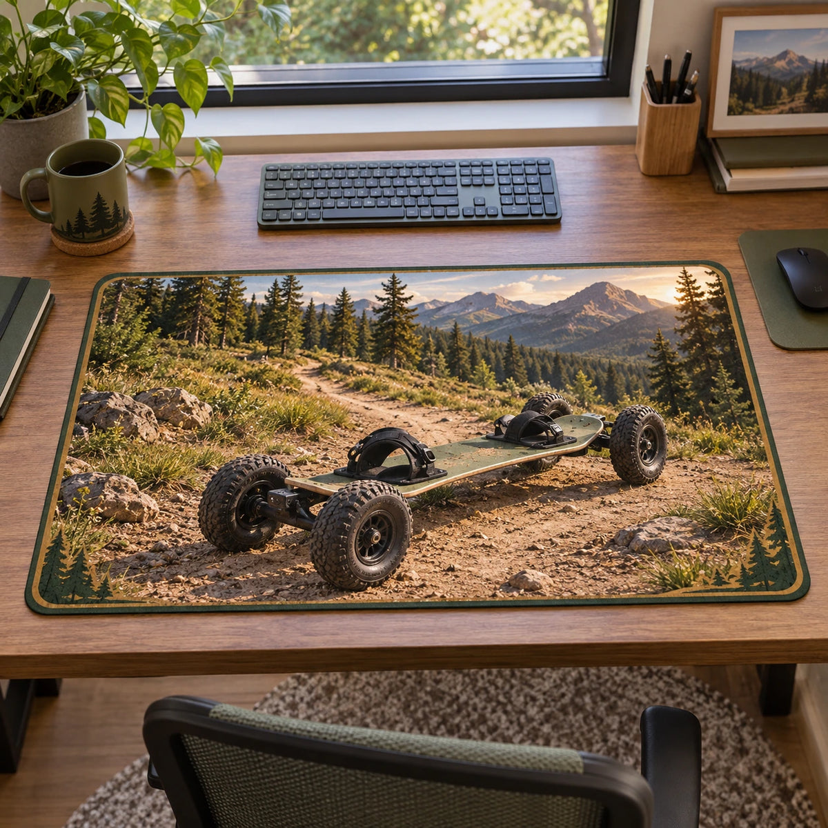 Mountainboard Pine Trail Desk Mat with original printed optical 3D artwork