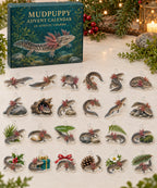 Mudpuppy advent calendar with 24 custom-shaped flat acrylic charms and printed dimensional artwork