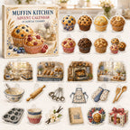 Muffin Baking advent calendar box and 24 printed acrylic bakery charms