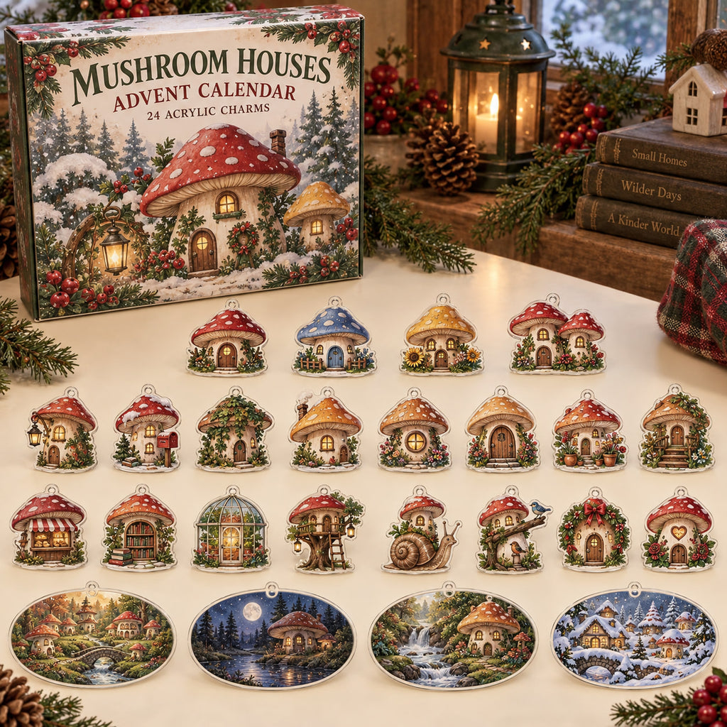 Mushroom Houses Advent Calendar - 24 Acrylic Charms