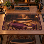 Musical Spoons Folk Stage Desk Mat with original printed optical 3D artwork