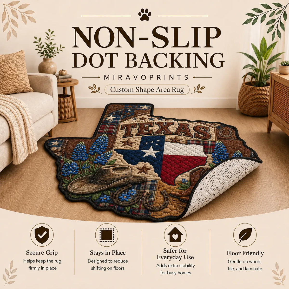 MiravoPrints custom shape area rug - machine washable care instructions