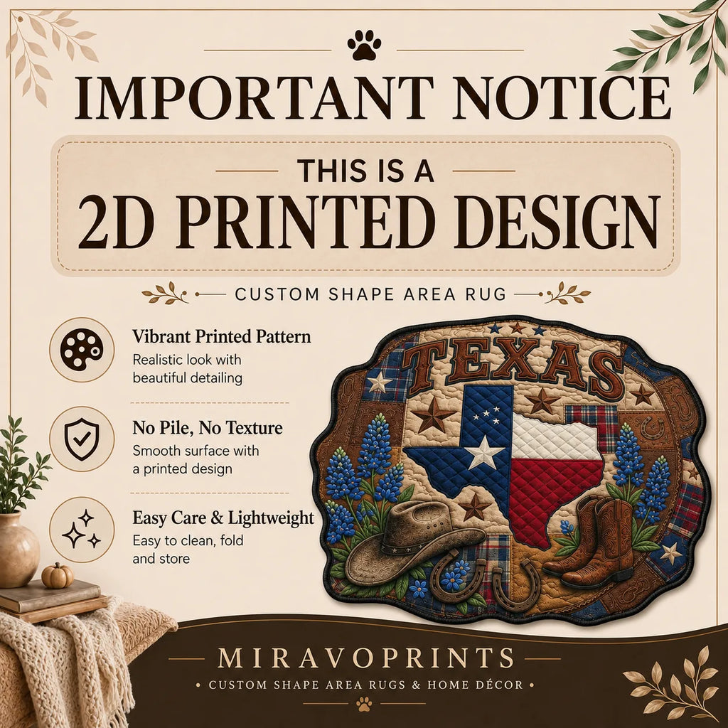 MiravoPrints custom shape area rug - printed to order in the USA
