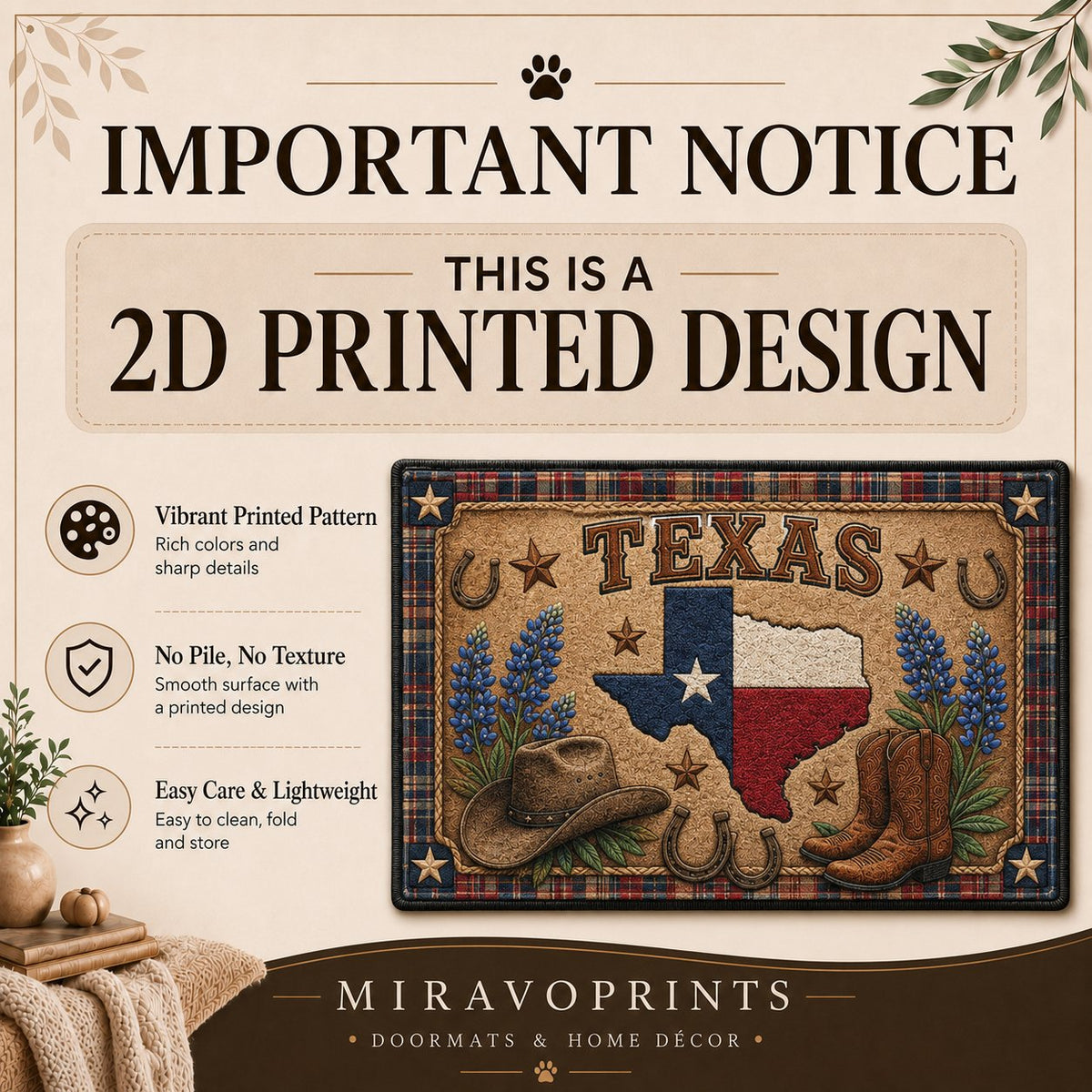 MiravoPrints doormat - crystal velvet surface, soft to the touch