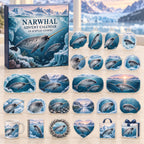 Narwhal advent calendar box and24 themed flat printed acrylic charms
