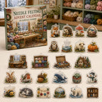 Needle Felting advent calendar box with 24 different printed acrylic charms