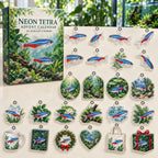Neon Tetra advent calendar box with 24 themed flat printed acrylic charms