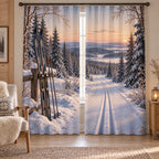 Nordic Ski Trail Window Curtain Pair with original printed optical 3D artwork