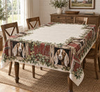Nubian Goat Barn Door Tablecloth with printed dimensional artwork