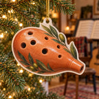 Ocarina Folk Music Christmas Ornament with original printed 3D artwork