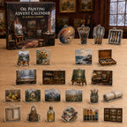 Oil Painting advent calendar box with 24 printed acrylic art charms