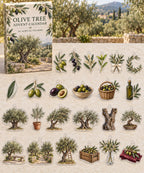 Olive Tree advent calendar with 24 custom-shaped flat acrylic charms and printed dimensional artwork