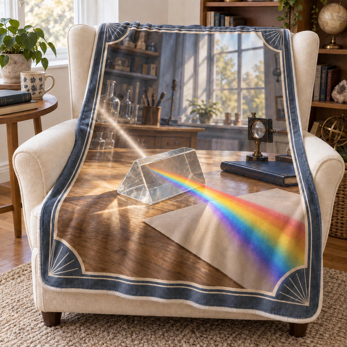 Optical Prism Spectrum Fleece Throw Blanket with original printed optical 3D artwork
