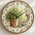 Oregano Kitchen Window Wooden Wall Clock with printed dimensional artwork