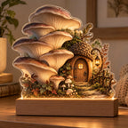 Oyster Mushroom Acorn Doorway Acrylic Night Light with printed dimensional artwork