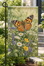 Painted Lady Butterfly Wildflower Landing Garden Flag with printed dimensional artwork