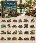Painted Turtle advent calendar with 24 custom-shaped flat acrylic charms and printed dimensional artwork