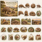 Pangolin advent calendar box with 24 themed flat printed acrylic charms