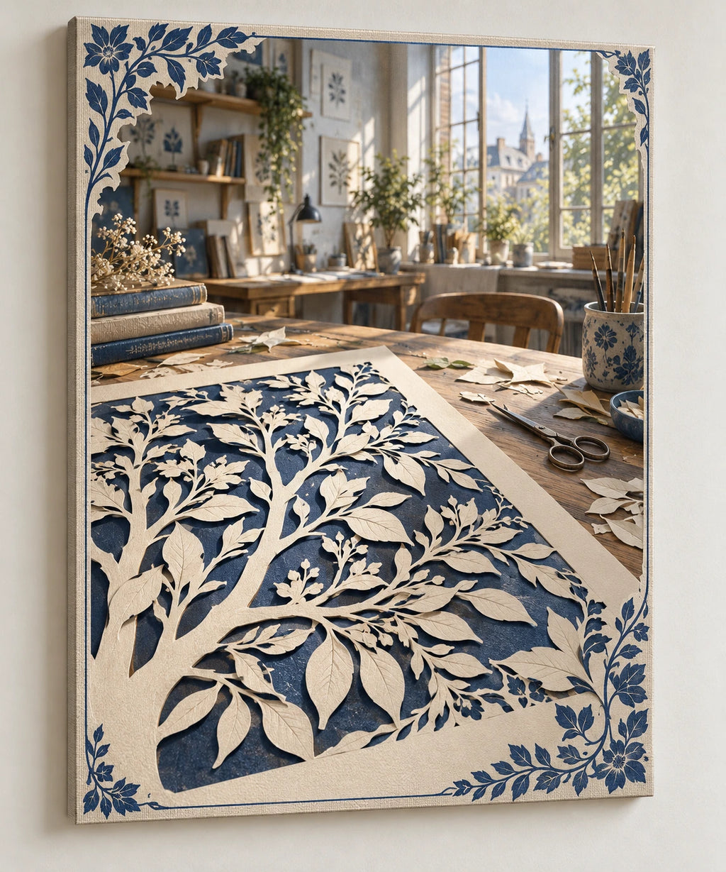 Paper Cutting Atelier Stretched Canvas Wall Art with original printed optical 3D artwork