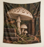 Parasol Mushroom Book Nook Wall Tapestry with printed dimensional artwork