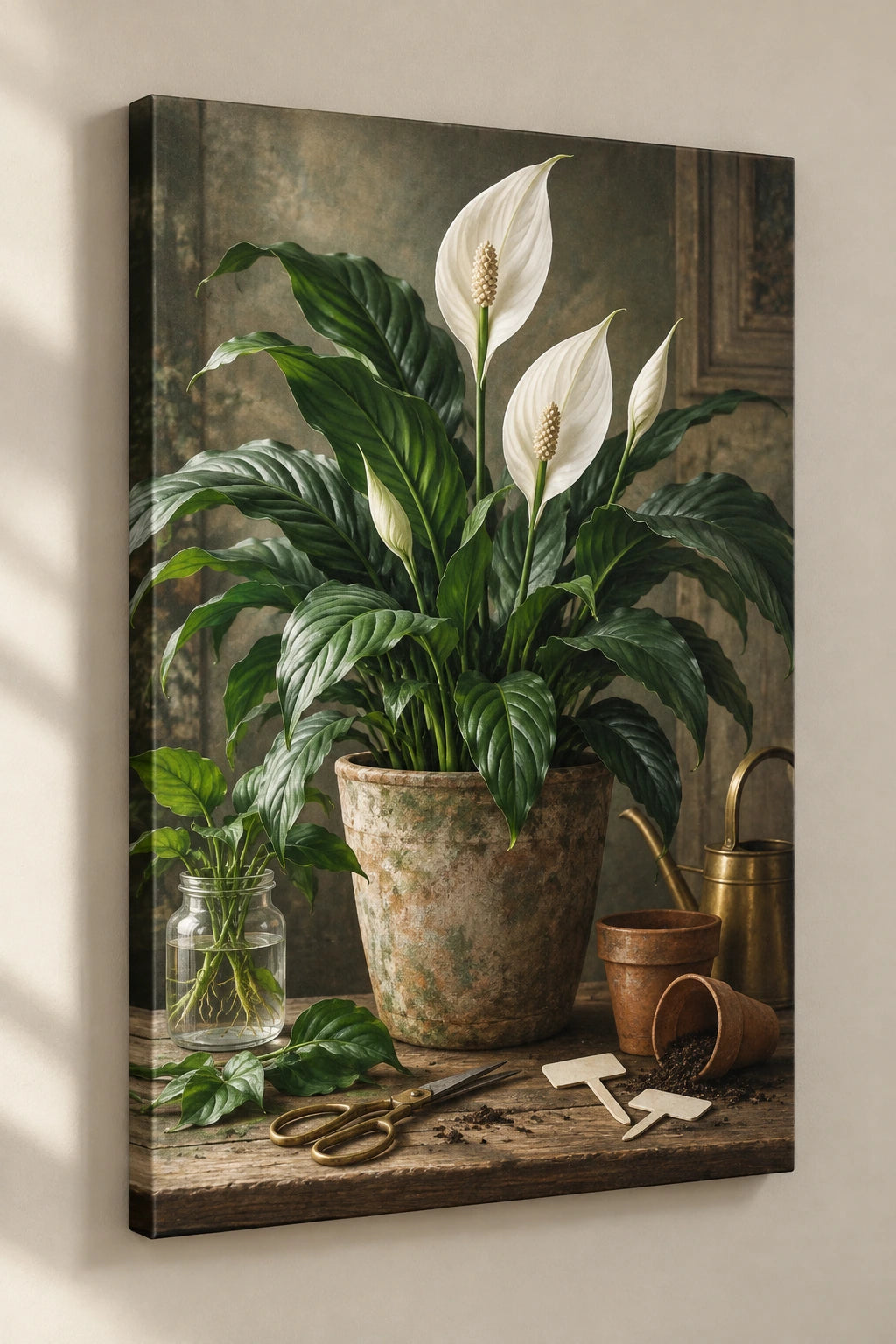 Peace Lily Plant Swap Canvas Wall Art with printed dimensional artwork