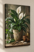 Peace Lily Plant Swap Canvas Wall Art with printed dimensional artwork