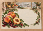 Peach Festive Kitchen Placemat with flat printed dimensional fruit artwork