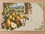 Pear Harvest Basket Placemat with flat printed dimensional fruit artwork