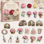 Peony advent calendar box and 24 floral printed acrylic charms