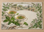 Peppermint Tea for Two Placemat with flat printed dimensional tea artwork