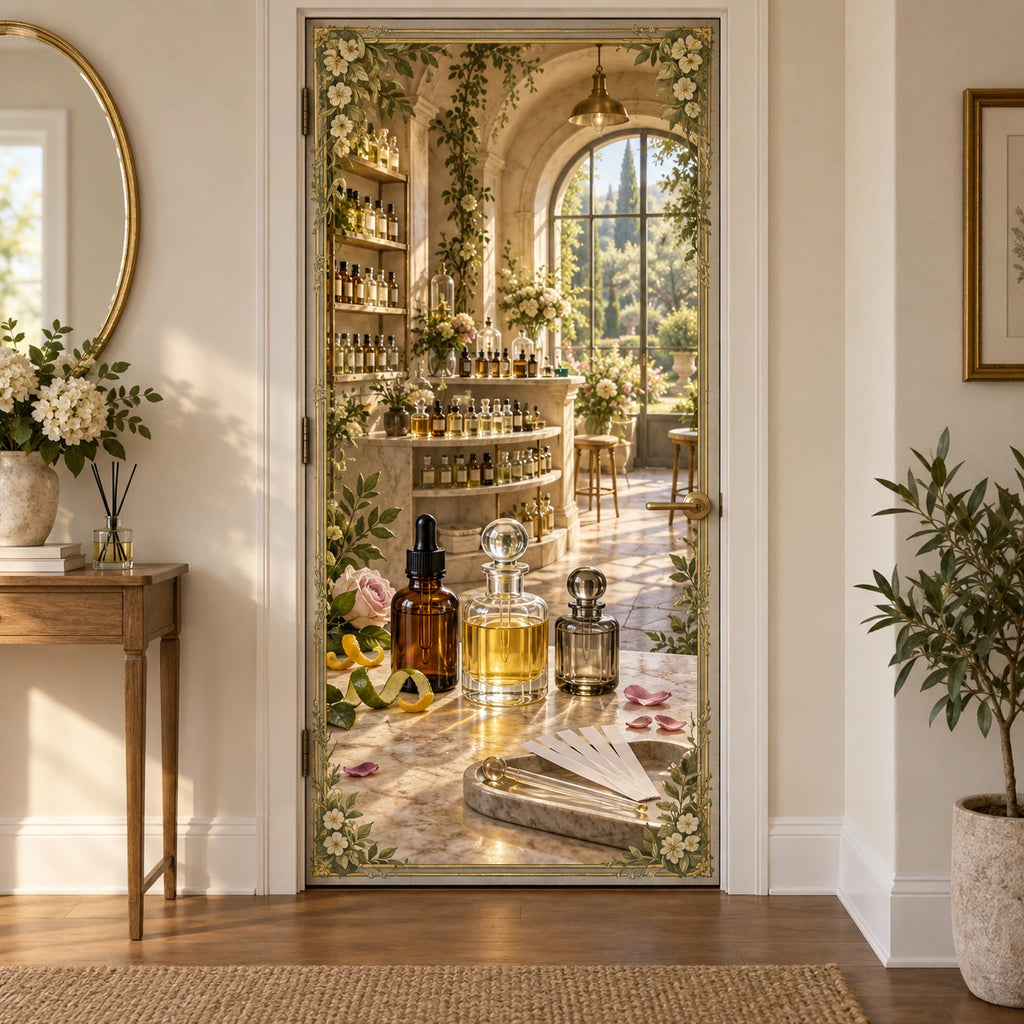 Perfume Blending Atelier Fabric Door Cover with original printed optical 3D artwork