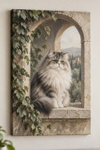 Persian Cat Window Garden Canvas Wall Art with printed dimensional artwork