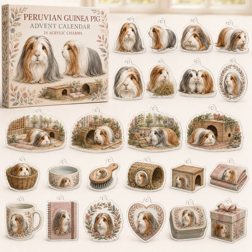 Peruvian Guinea Pig advent calendar box with 24 themed printed acrylic charms