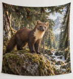 Pine Marten Pine Shelter Wall Tapestry with printed dimensional artwork