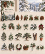 Pine Tree advent calendar with 24 custom-shaped flat acrylic charms and printed dimensional artwork
